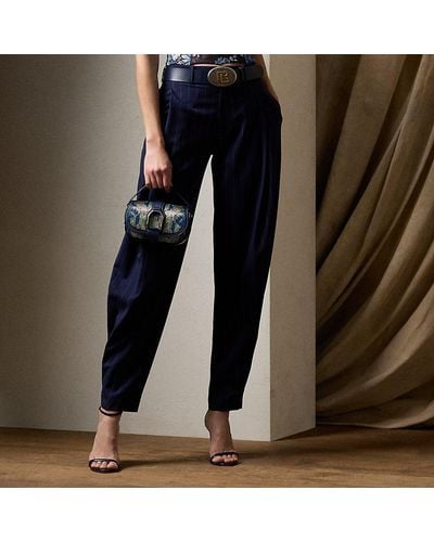 Ralph Lauren Collection Pantaloni Cassidy gessati in lana - Blu