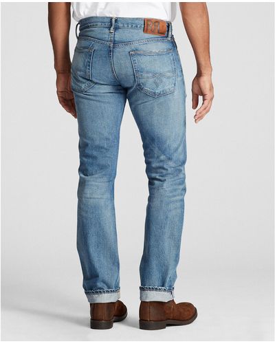 RRL Low Straight Fit Selvedge Jean - Blue