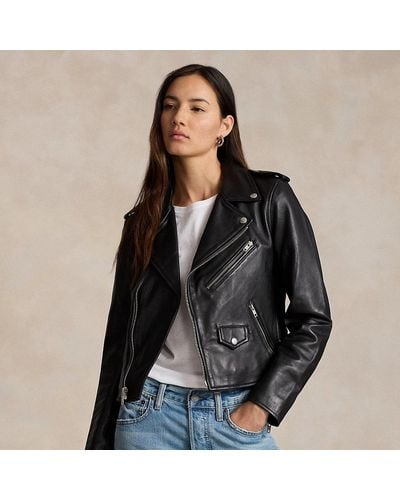 Polo Ralph Lauren Giacca biker in pelle di pecora - Nero