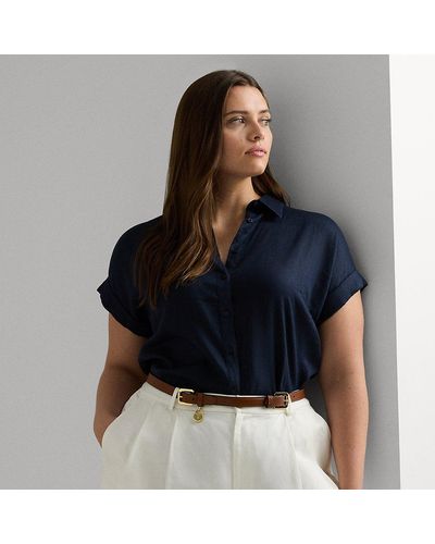 Lauren by Ralph Lauren Linen Short-sleeve Shirt - Blue