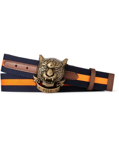 Ralph Lauren Striped Tiger-buckle Belt - Multicolor