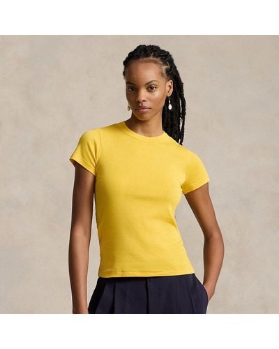 Ralph Lauren Rib-knit Cotton Tee - Yellow