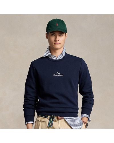 Polo Ralph Lauren Embroidered-logo Double-knit Sweatshirt - Blue