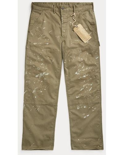 RRL Distressed Herringbone Carpenter Trouser - Green