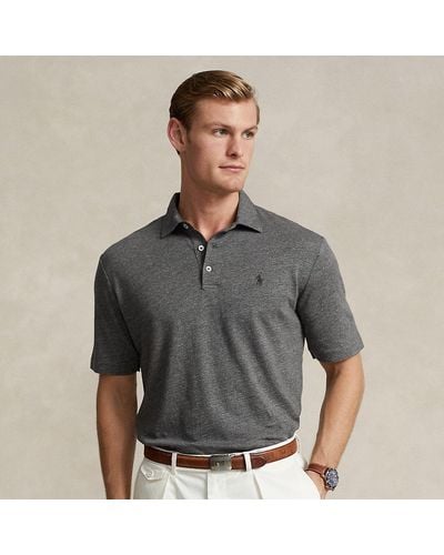 Polo Ralph Lauren Classic-Fit Piqué-Poloshirt mit Leinen - Grau