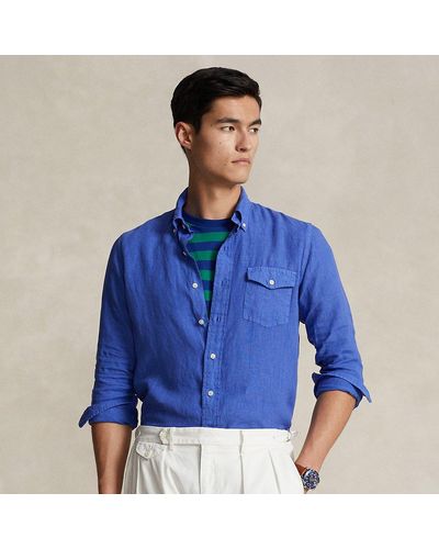 Polo Ralph Lauren Camisa de lino Classic Fit teñida - Azul