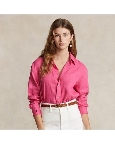 Polo Ralph Lauren Oversize Fit Linen Shirt - Pink