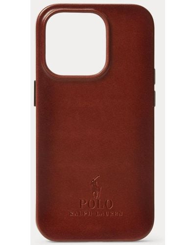 Polo Ralph Lauren Coque iPhone 13 et 14 en cuir MagSafe - Rouge