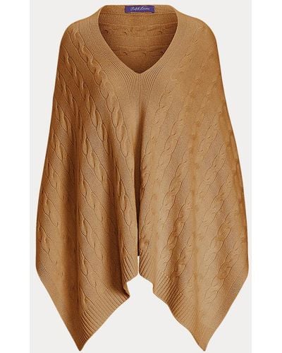 Ralph Lauren Collection Kabelgebreide Kasjmier Poncho-sjaal - Bruin