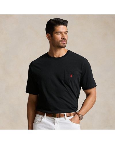 Ralph Lauren Grotere Maten - Jersey T-shirt Met Borstzakje - Zwart