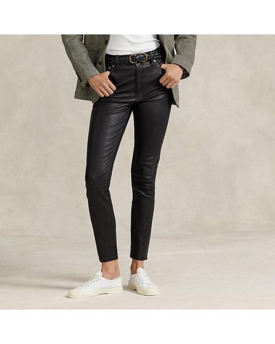 Polo Ralph Lauren Pantaloni in agnello Super Slim-Fit - Nero