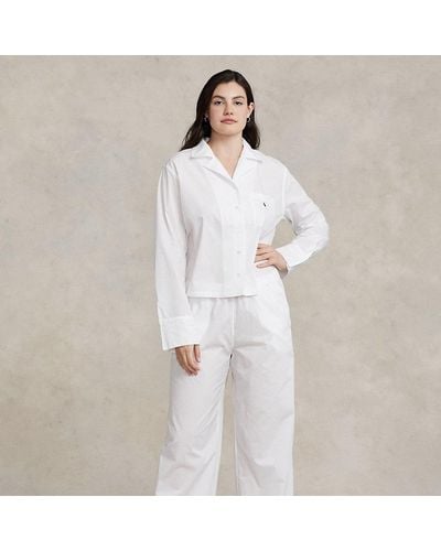 Ralph Lauren Poplin Pyjamaset Lange Mouw - Wit