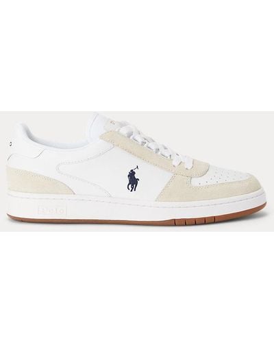 Polo Ralph Lauren Sneaker Court in pelle e camoscio - Bianco