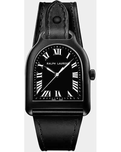 Ralph Lauren Reloj mediano con esfera negra en PVD - Negro