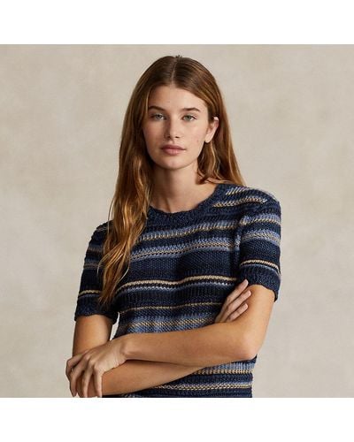 Polo Ralph Lauren Sweater-T-Shirt mit Lochmuster - Blau