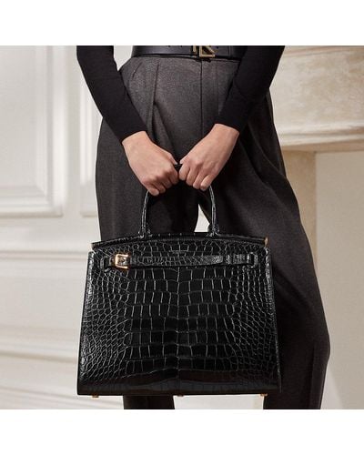 Ralph Lauren Collection Alligator Large Rl50 Handbag In Black - Size One Size