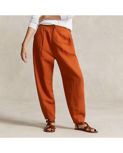 Polo Ralph Lauren Pantalón ajustado de mezcla de seda - Naranja