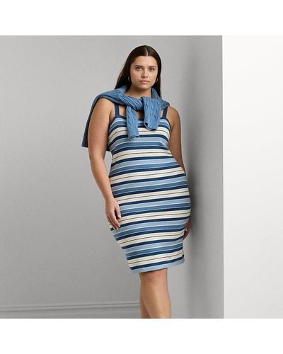 Lauren by Ralph Lauren Ralph Lauren Striped Cotton-blend Tank Dress - Blue