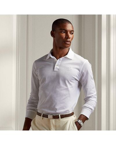 Ralph Lauren Purple Label Pique Long-sleeve Polo Shirt - Grey