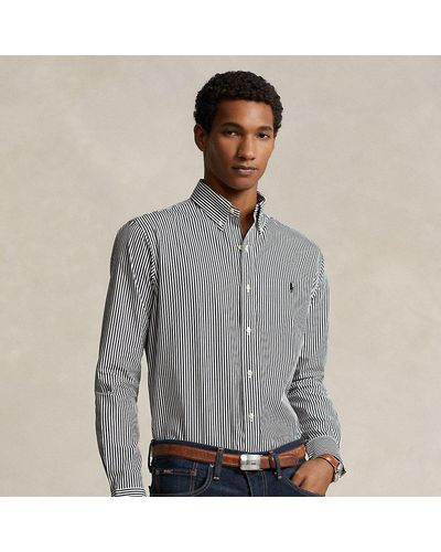 Ralph Lauren Slim Fit Striped Stretch Poplin Shirt - Gray