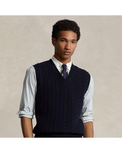 Polo Ralph Lauren Cable-knit Wool-cashmere Sweater Vest - Blue