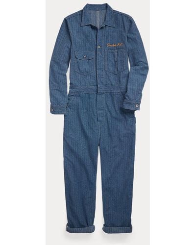 RRL Embroidered Jaspe Twill Coverall - Blue