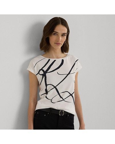 Lauren by Ralph Lauren Logo-print Cotton-blend Top - White