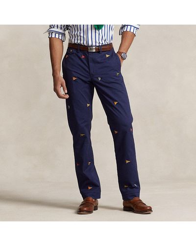Ralph Lauren Stretch Straight Fit Embroidered Pant - Blue