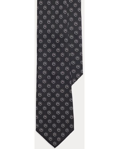 Ralph Lauren Purple Label Hexagon-patterned Silk Crepe Tie - Black