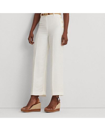 Lauren by Ralph Lauren Ralph Lauren Linen-blend Twill Wide-leg Cropped Pant - White