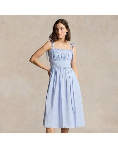 Ralph Lauren Cotton Seersucker Dress - Blue