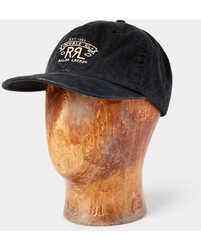 RRL Gorra de béisbol de sarga con logotipo - Negro