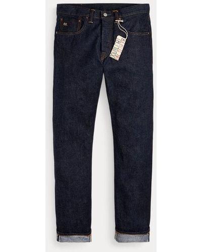 RRL Jeans délavé con cimosa Slim-Fit - Blu