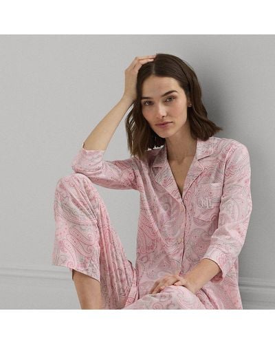 Lauren by Ralph Lauren Paisley Cotton-blend Jersey Sleep Set - Pink