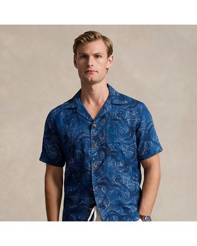 Ralph Lauren Classic Fit Linen-silk Camp Shirt - Blue