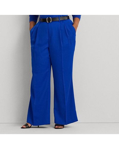 Ralph Lauren Size XXL Woman Striped Satin Wide-Leg Pant In Blue/Cream