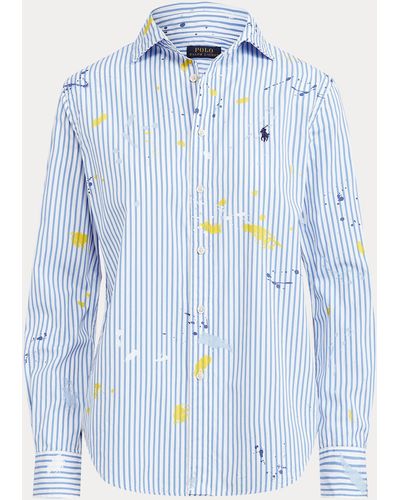 Ralph Lauren Katoen Overhemd Met Verfspatten - Blauw