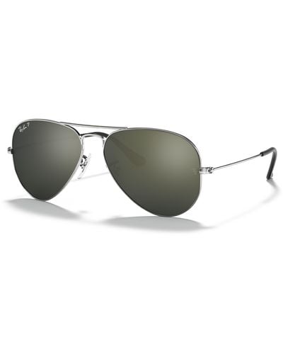Ray-Ban Aviator Mirror Sunglasses Frame Gray Lenses Polarized - Black