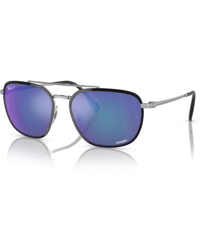 Ray-Ban Rb3708 Chromance Sunglasses Frame Blue Lenses Polarized - Black