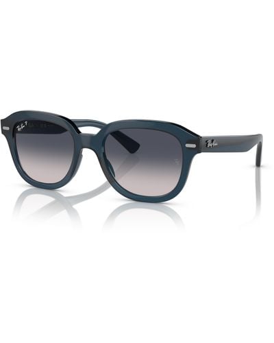 Ray-Ban Erik Sunglasses Opal Dark Blue Frame Blue Lenses Polarized 53-20 - Black