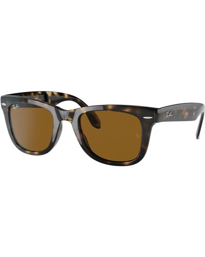 Ray-Ban Sunglasses Wayfarer Folding Classic - Military Green Frame Brown Lenses 50-22 - Multicolour