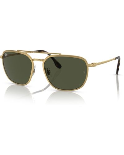 Ray-Ban Rb3708 Sunglasses Gold Frame Green Lenses 59-18 - Black