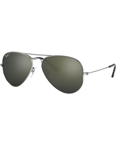 Ray-Ban Aviator Mirror Sunglasses Frame Grey Lenses Polarized - Black
