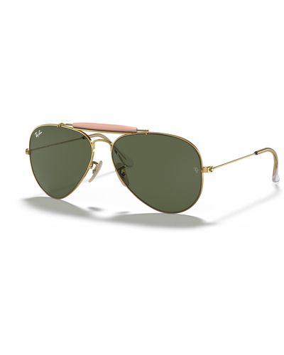 Ray-Ban Sunglasses Unisex Outdoorsman Ii - Gold Frame Green Lenses 62-14 - Multicolor