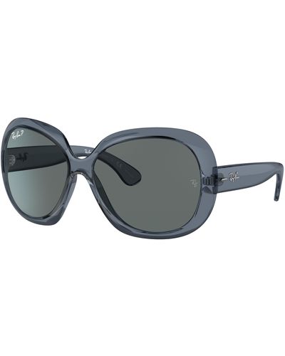 Ray-Ban Jackie Ohh II Transparent Sonnenbrillen Blau Fassung Grau Glas Polarisiert 60-14 - Schwarz