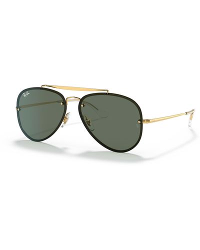 Ray-Ban Blaze Aviator Zonnebrillen Goud Montuur Blauw Glazen 58-13 - Zwart