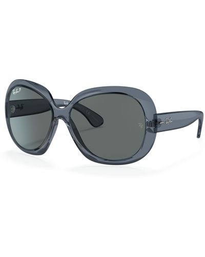 Ray-Ban Jackie Ohh Ii Transparent Sunglasses Blue Frame Gray Lenses Polarized 60-14 - Black