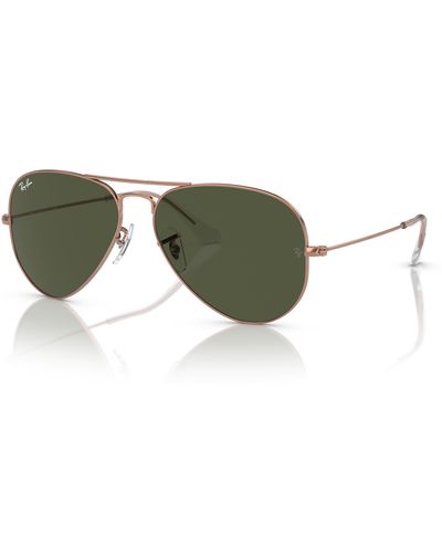 Ray-Ban Aviator Rose Gold Sonnenbrillen Rotgold Fassung Blau Glas 58-14 - Schwarz