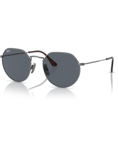 Ray-Ban Jack Titanium Sunglasses Gunmetal Frame Blue Lenses 51-20 - Black