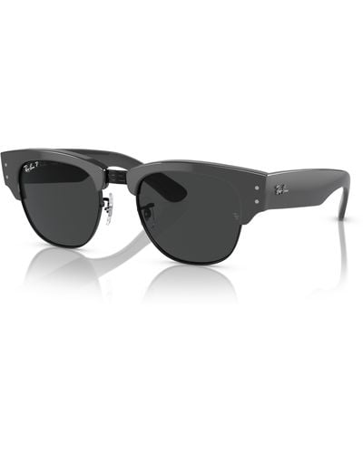 Ray-Ban Mega Clubmaster Sunglasses Gray Frame Black Lenses Polarized 53-21